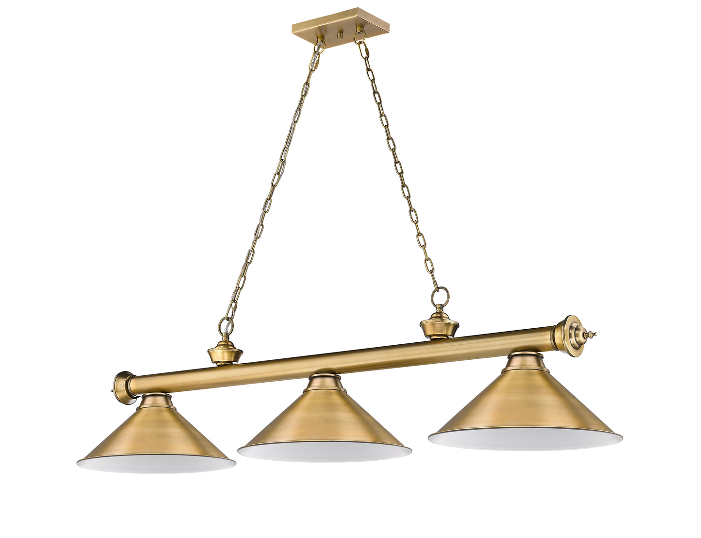 2306-3RB-RB15 - Cordon 3 Light 57" Billiard - Rubbed Brass