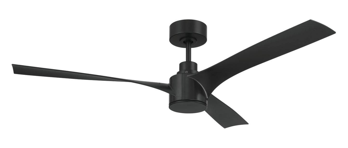 PHB52FB3 - Phoebe 52" 3-Blade Indoor/Outdoor Damp Ceiling Fan 52" 3 Blade Indoor Outdoor Ceiling Fan with Light Kit - Flat Black