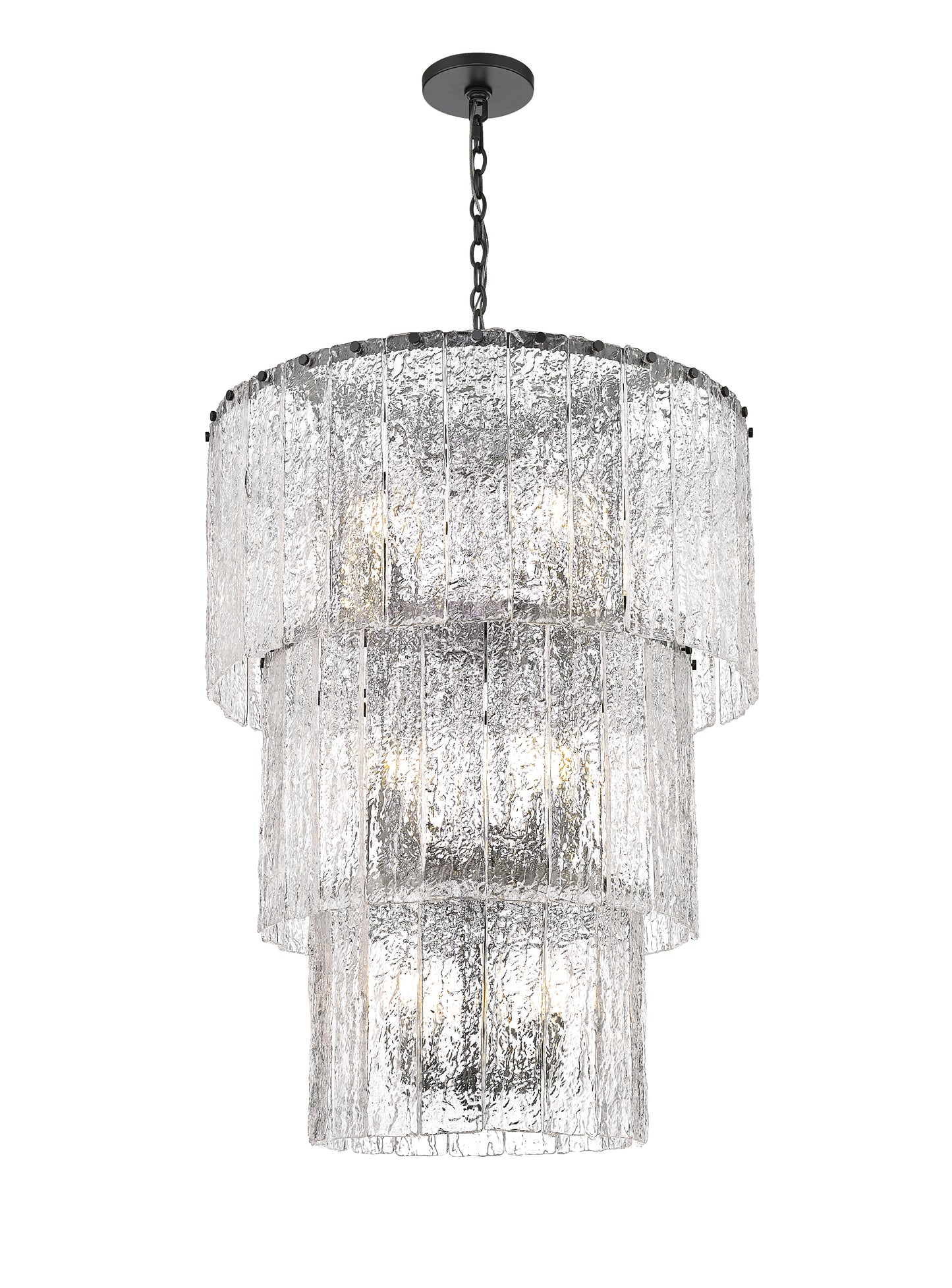 1943-36MB - Glacier 12 Light 28" Chandelier - Matte Black