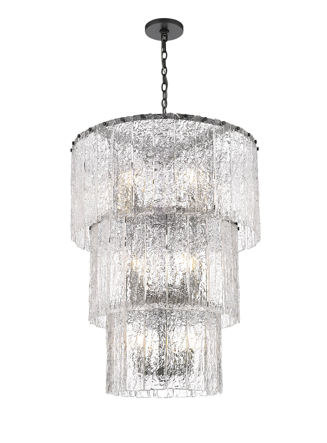1943-36MB - Glacier 12 Light 28" Chandelier - Matte Black