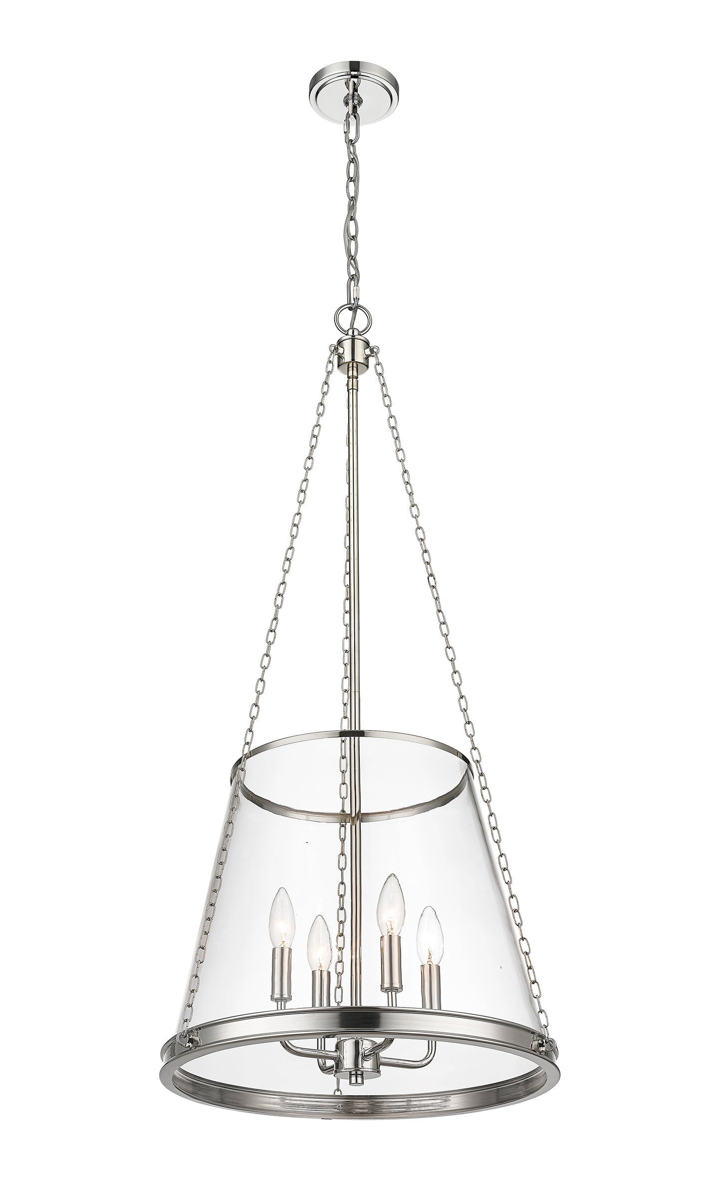 341P18-PN - Prescott 4 Light 18" Pendant - Polished Nickel