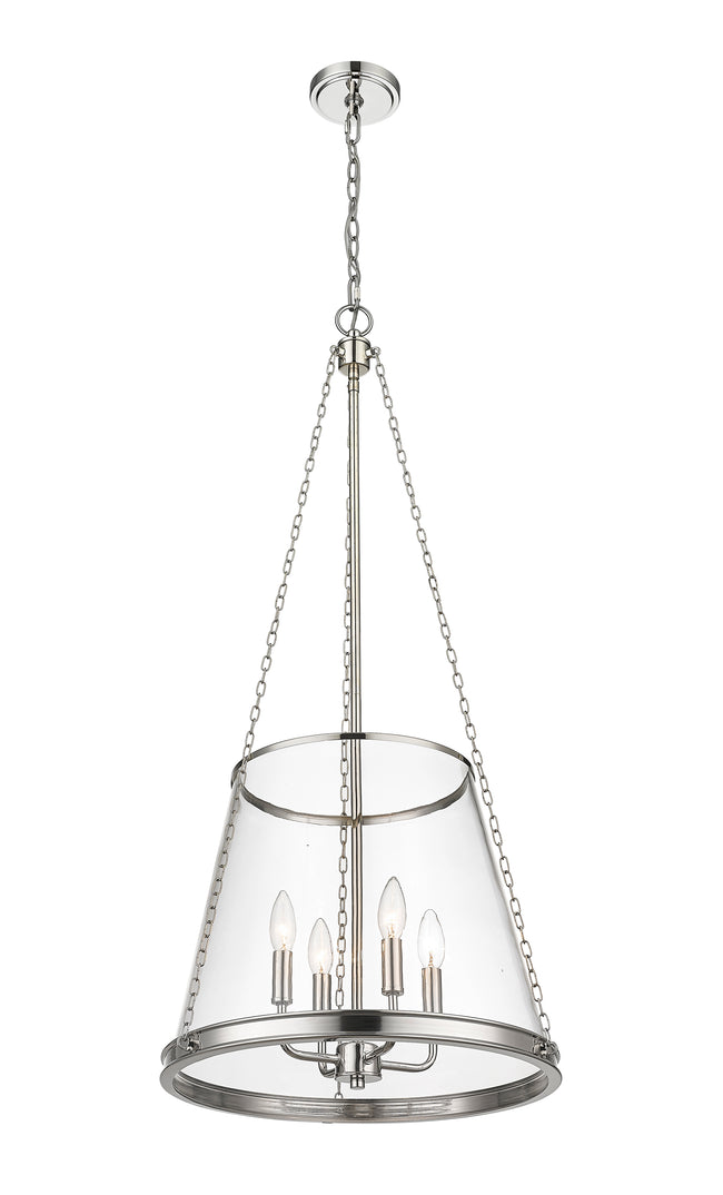 341P18-PN - Prescott 4 Light 18" Pendant - Polished Nickel