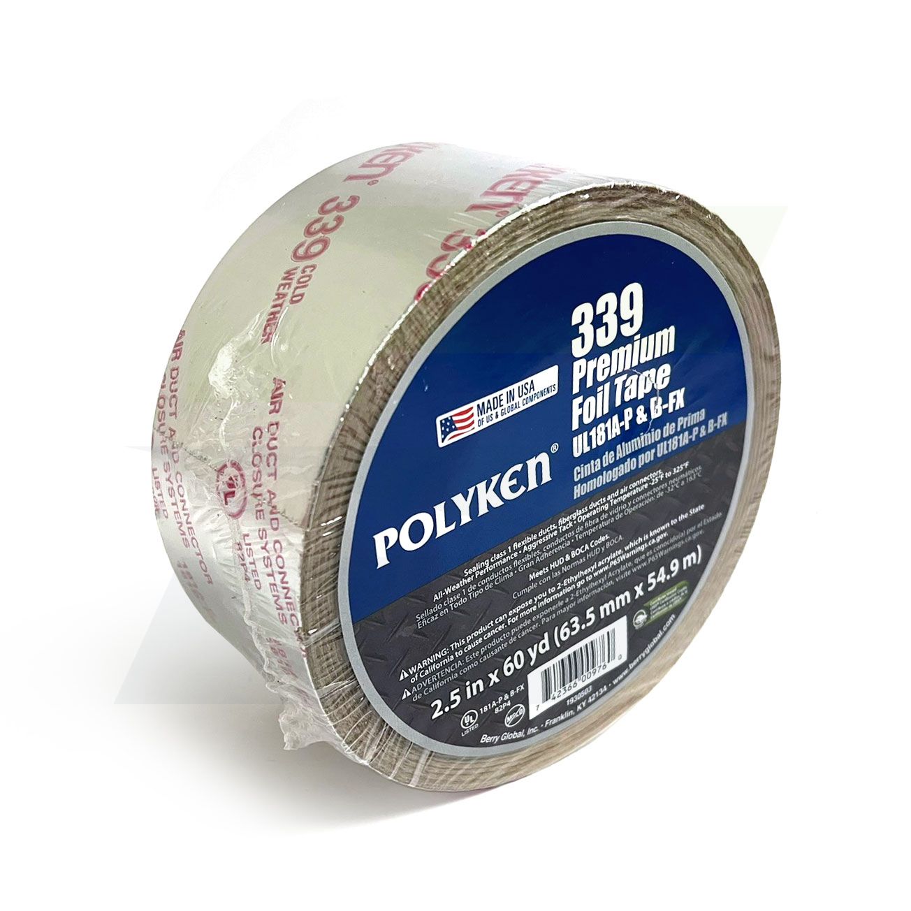 Polyken 339 Premium Foil Tape – UL 181A-P & 181B-FX Listed - 2.5 in x 60 yd
