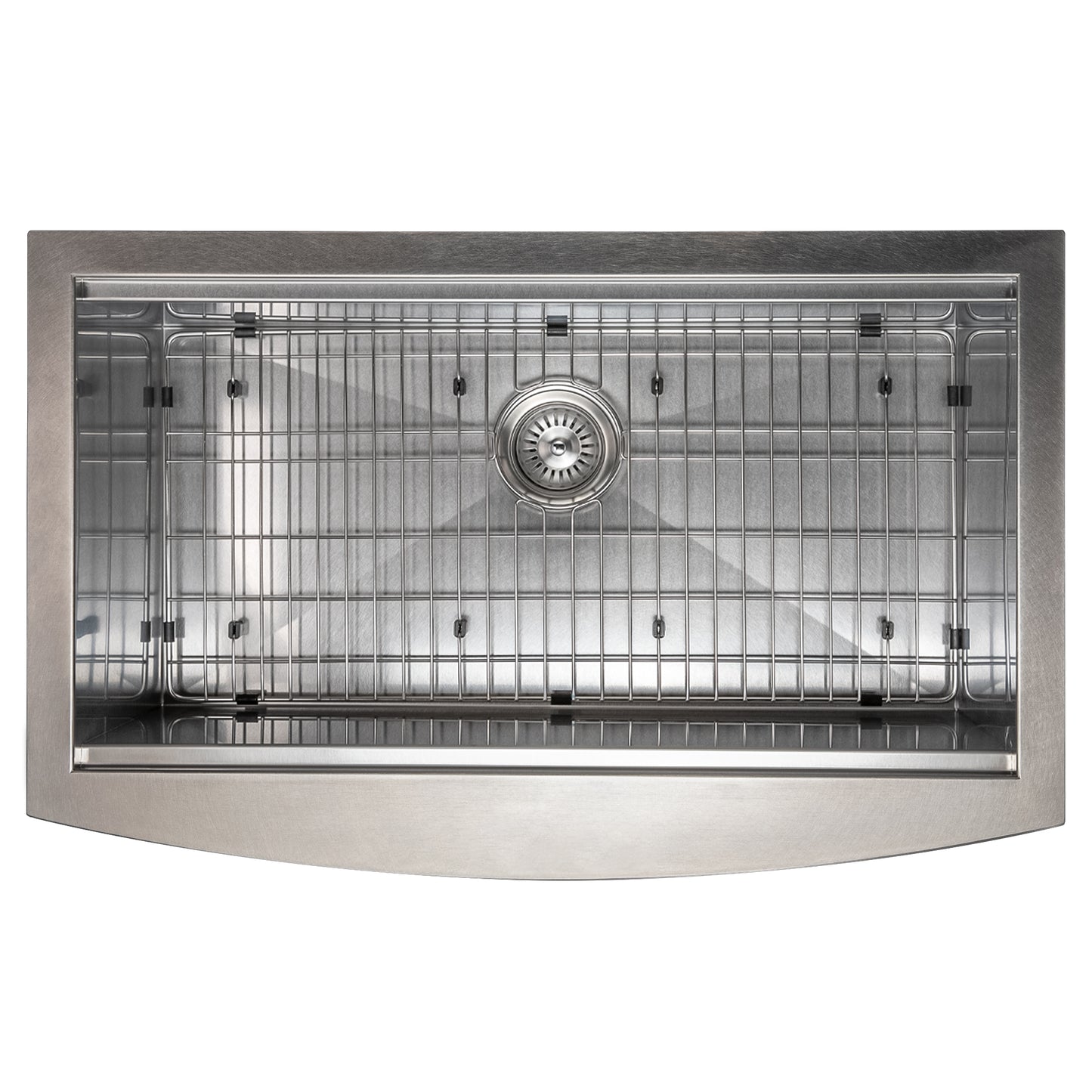 SLSAP-33S - 33" Moritz Farmhouse Apron Mount Single Bowl Satin Stainless Steel Kitchen Sink with Bottom Grid and Accessories