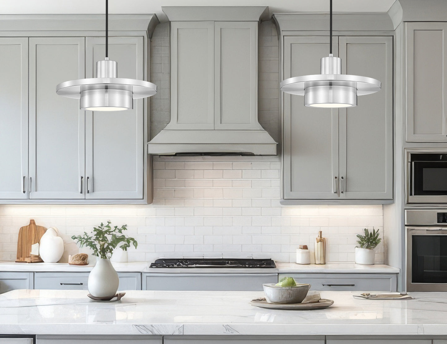 829P12-BN-LED - Ludo 1 Light 12" Pendant - Brushed Nickel