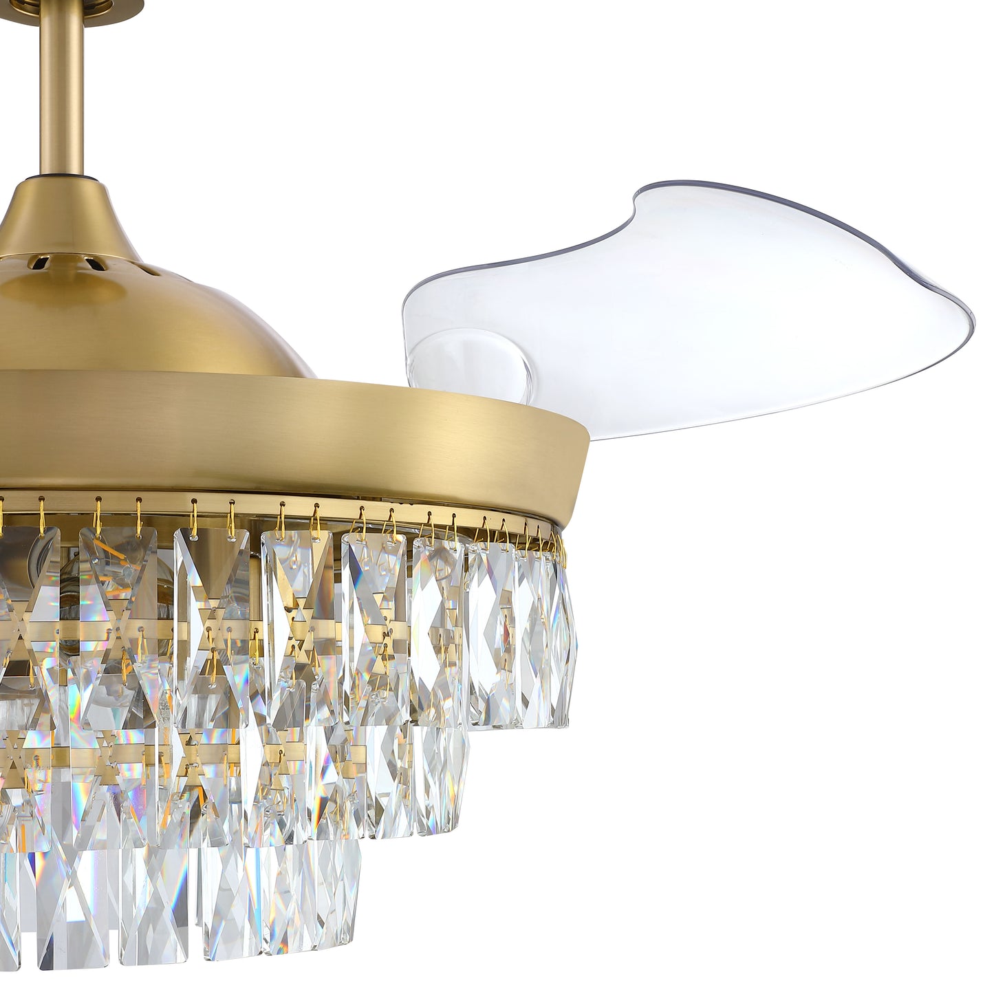 SOF42SB3 - Sofia 42 Hidden Blades 42" 3 Blade Ceiling Fan with Light Kit - Satin Brass