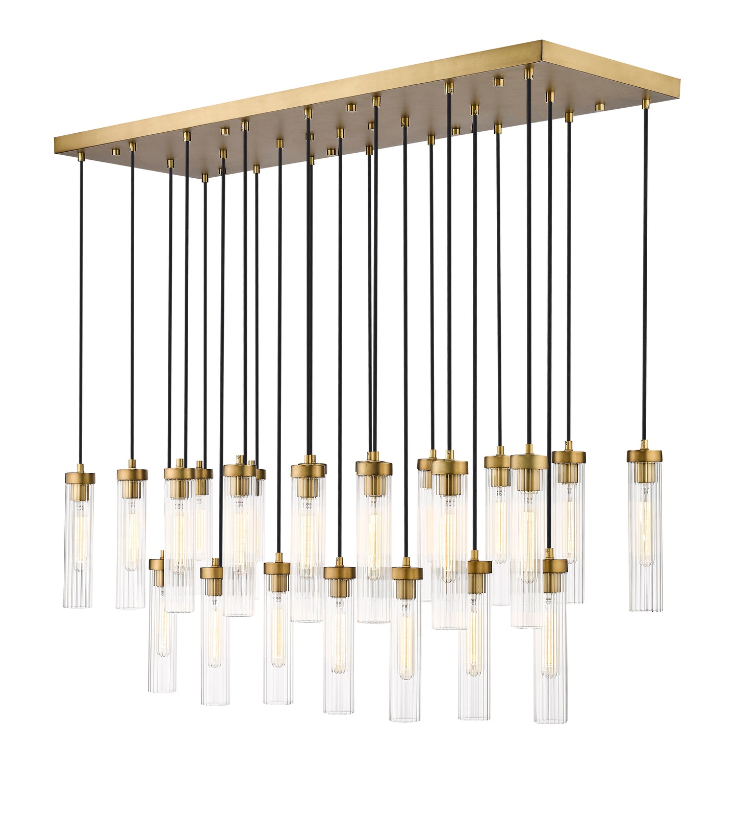 740P-23L-RB - Beau 23 Light Linear 54" Chandelier - Rubbed Brass