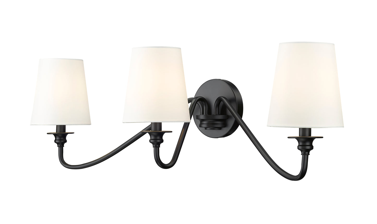 7509-3S-MB - Gianna 3 Light Wall 10" Sconce - Matte Black