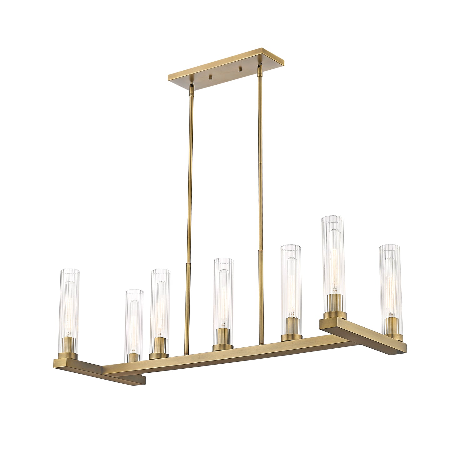 3031-7L-RB - Beau 7 Light Linear 44" Chandelier - Rubbed Brass