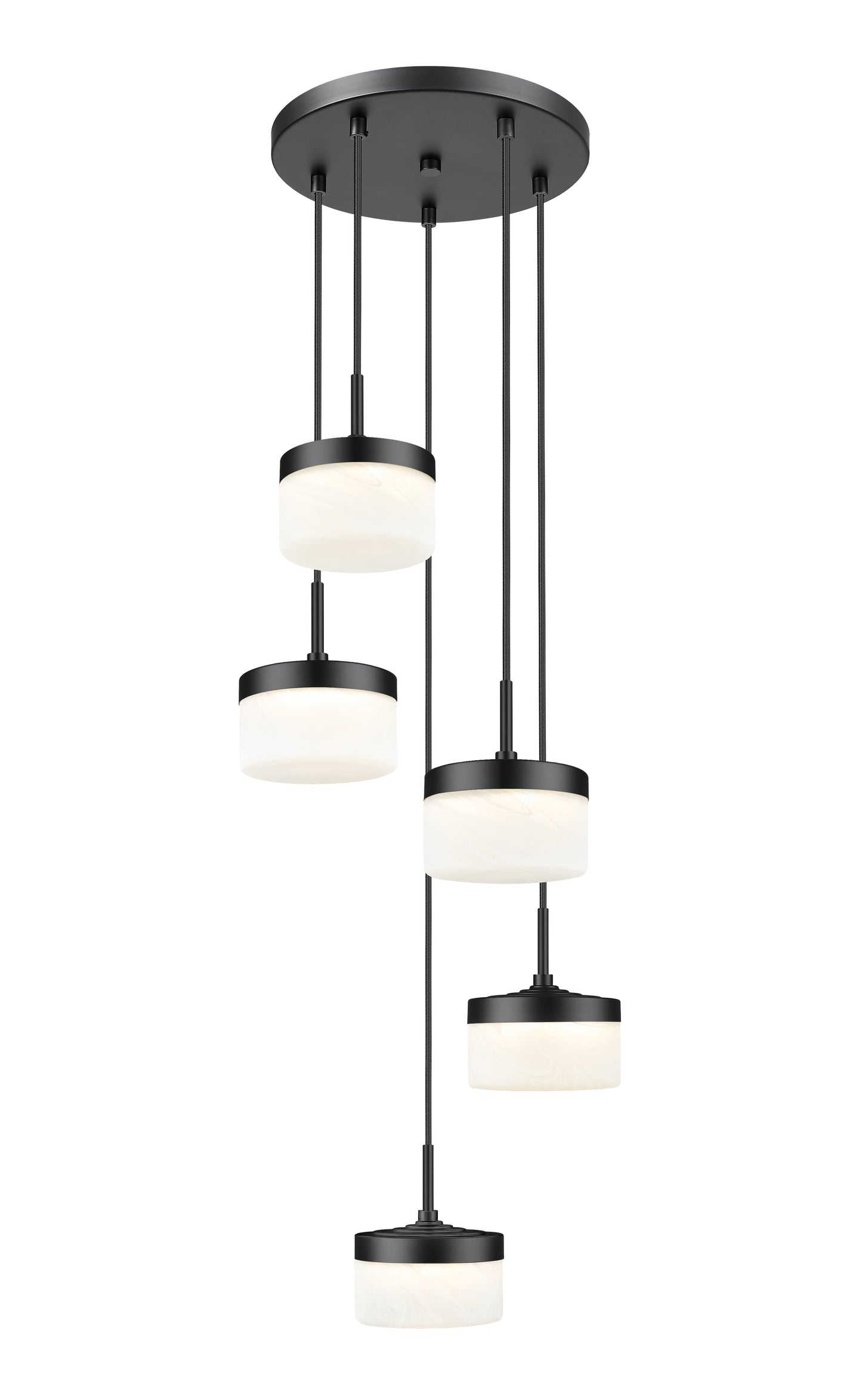 827P6-5R-MB-LED - Renaud 5 Light 16" Chandelier - Matte Black