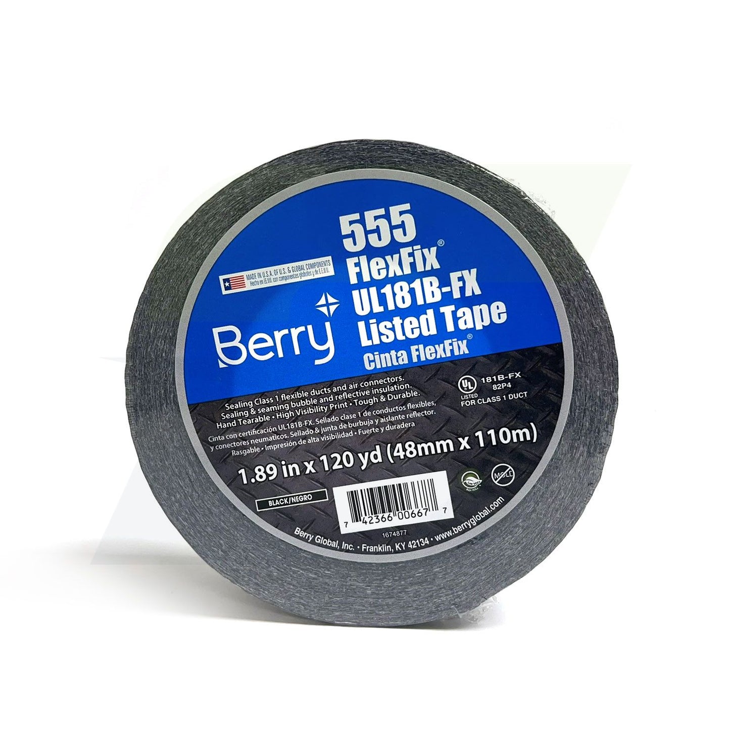 181B-FX - FlexFix UL181B-FX Duct Tape - Black - 2" x 120 Yds