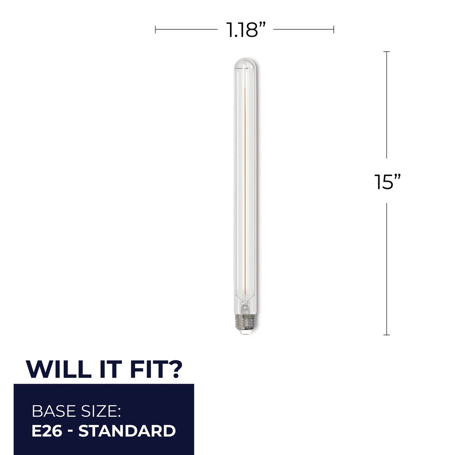 776721 - Dimmable Clear T9 15" LED Light Bulb - 5 Watt - 3000K - 3 Pack