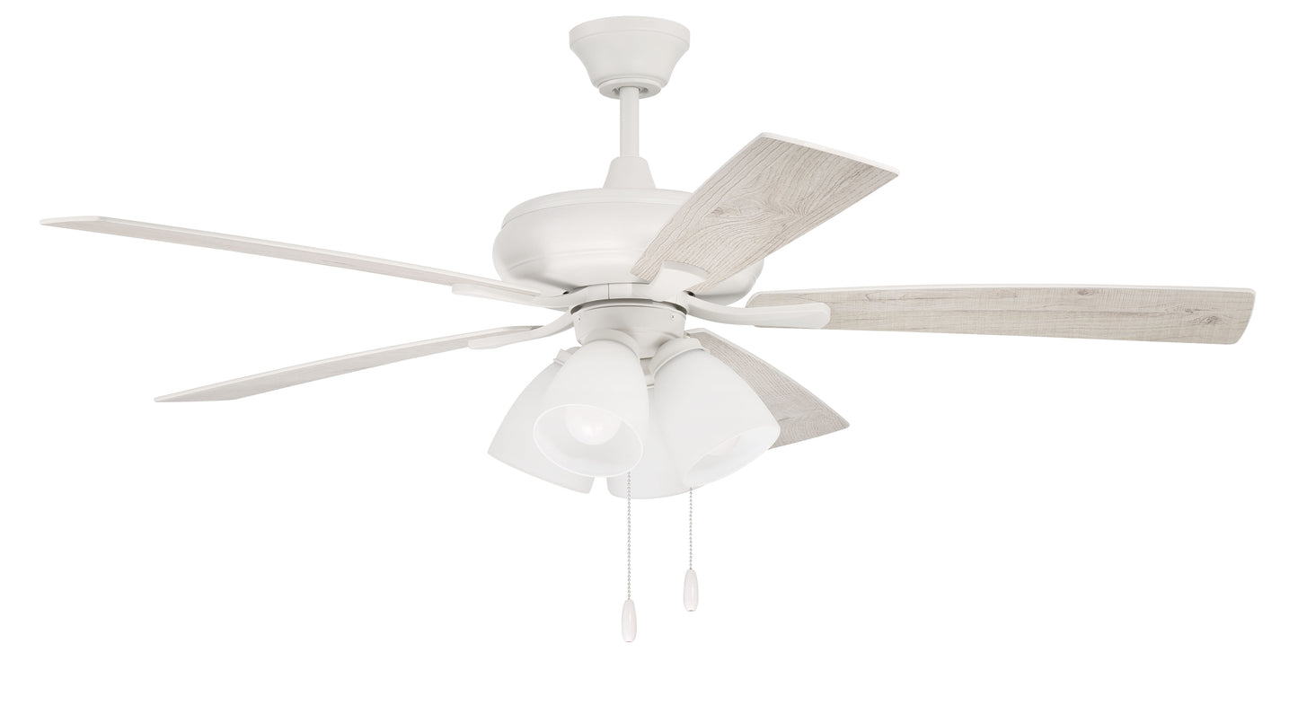 ECF114W5-WWOK - Eos Frost 4 Light 52" 5 Blade Ceiling Fan with Light Kit - White