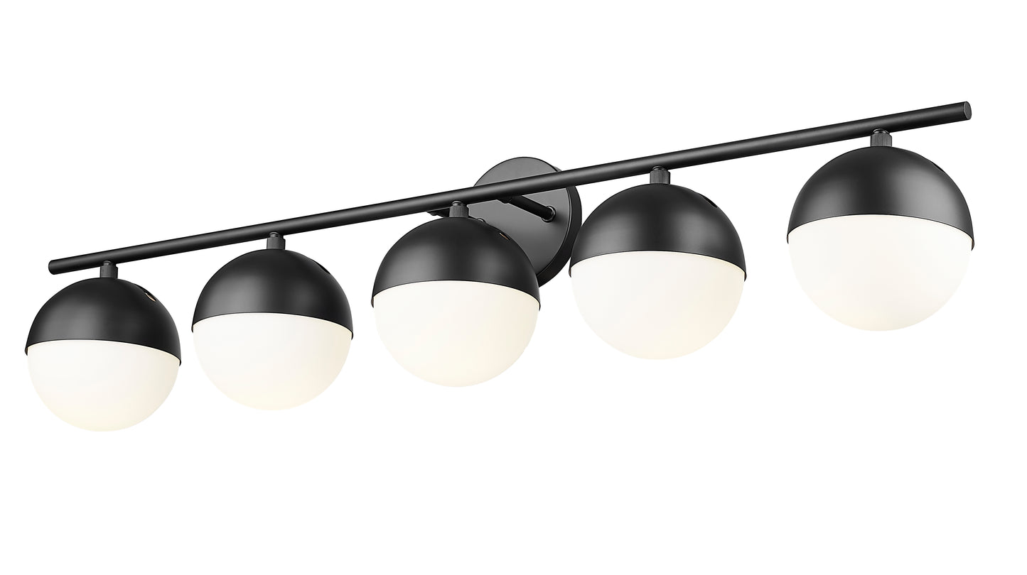 7517-5V-MB - Realm Sphere 5 Light 40" Vanity - Matte Black