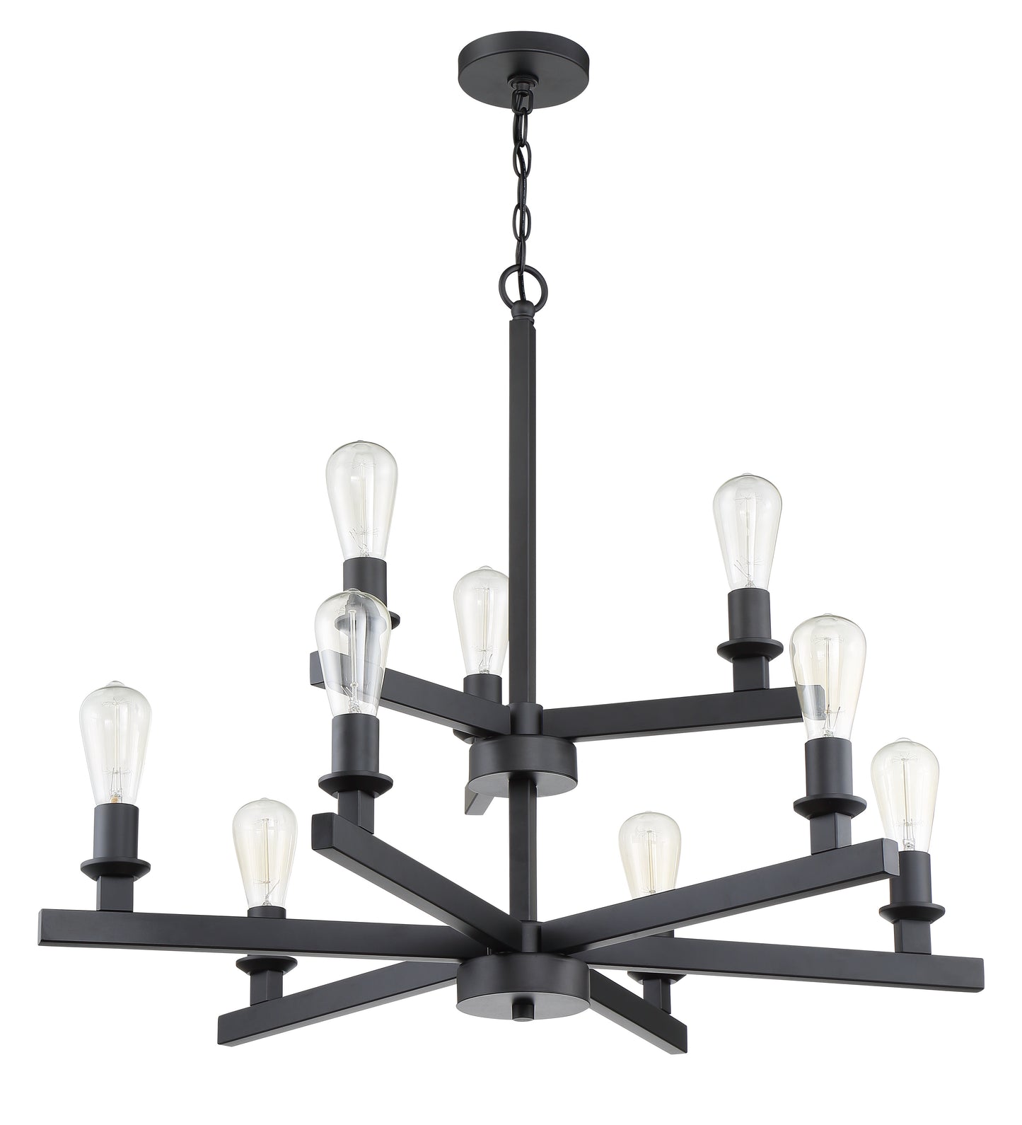 53129-FB - Chicago 9 Light 34" Wide Chandelier - Flat Black