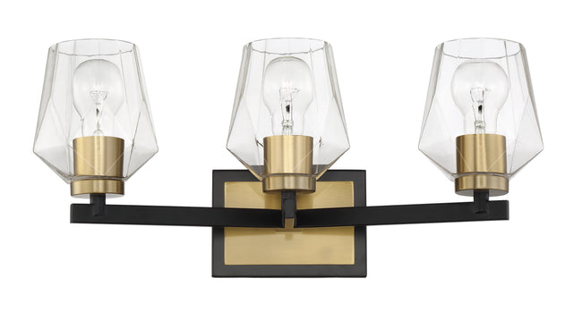 56903-FBSB - Avante Grand 3 Light 20" Wide Vanity Light - Flat Black / Satin Brass