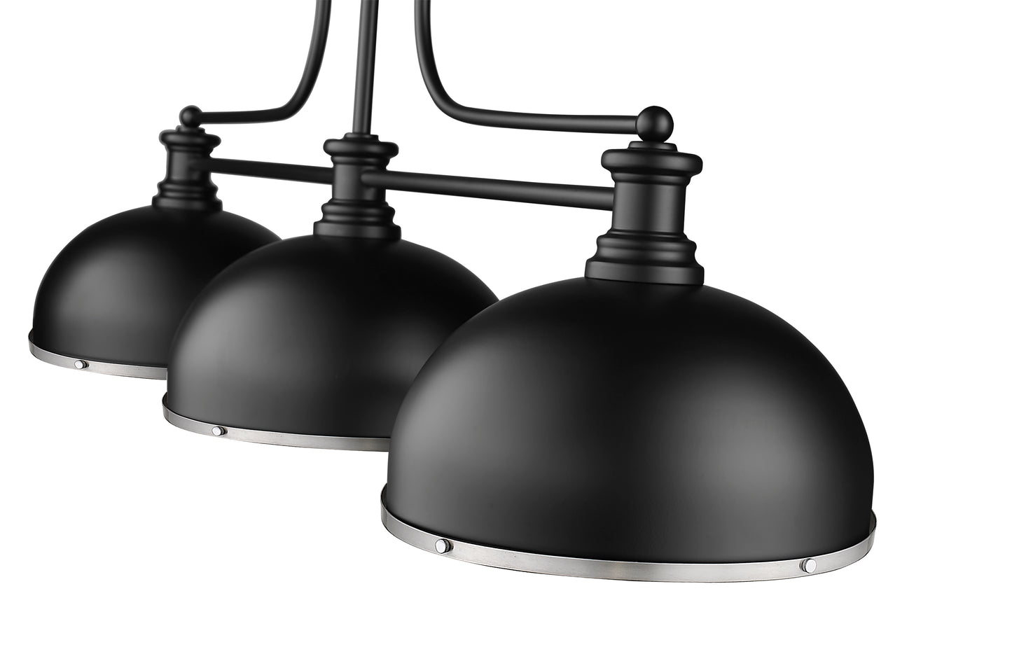 725-3MB-D12MB+BN - Melange 3 Light 52" Billiard - Matte Black