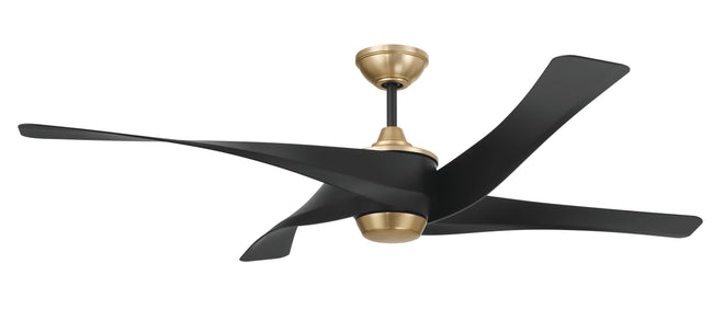 VNN58FBSB4 - Venn 58" Indoor Ceiling Fan 58" 4 Blade Ceiling Fan with Light Kit - Flat Black / Satin Brass