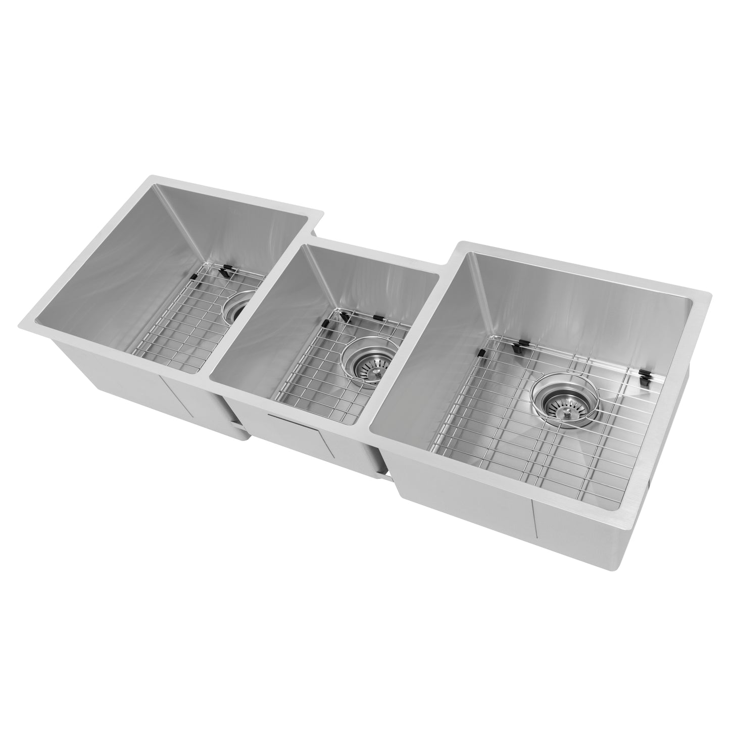 SLT-45 - 45" Breckenridge Undermount Triple Bowl Stainless Steel Kitchen Sink with Bottom Grid and Accessories