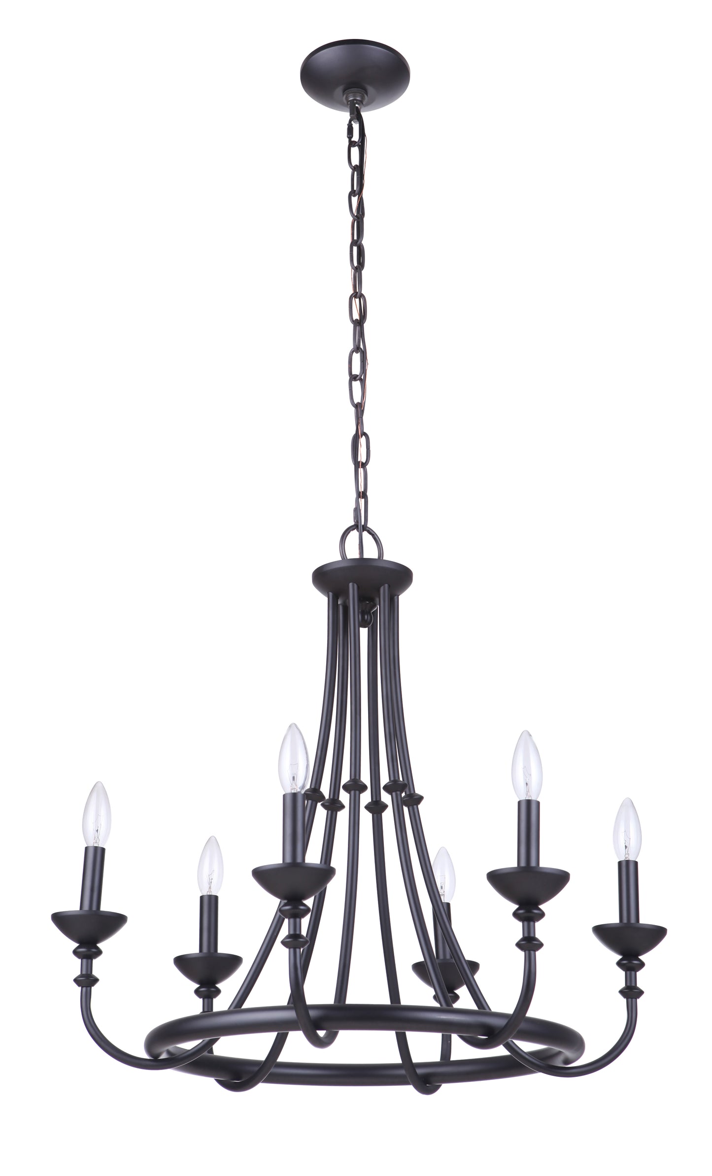 53726-FB - Marlowe 6 Light 24" Wide Chandelier - Flat Black
