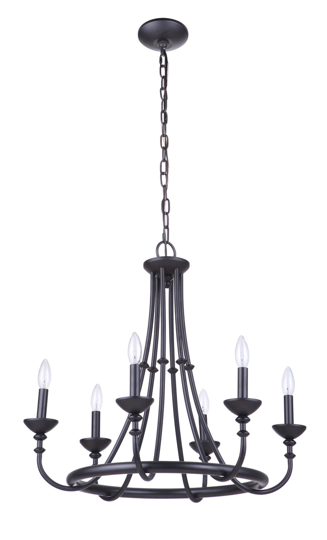 53726-FB - Marlowe 6 Light 24" Wide Chandelier - Flat Black