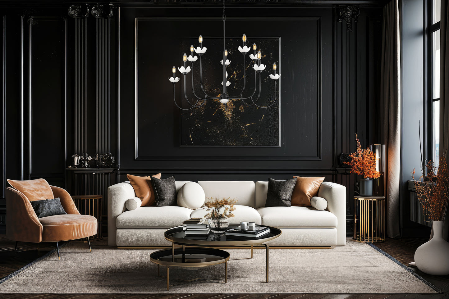 352-10MB - Allistair 10 Light 42" Chandelier - Matte Black