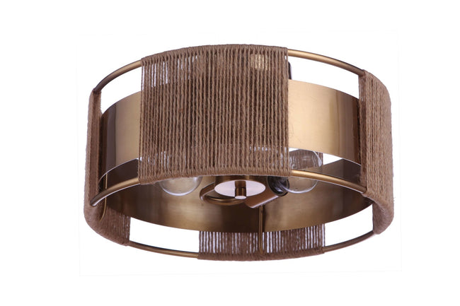 59052-SB - Kensey 2 Light 14.13" Wide Semi Flush Mount - Satin Brass