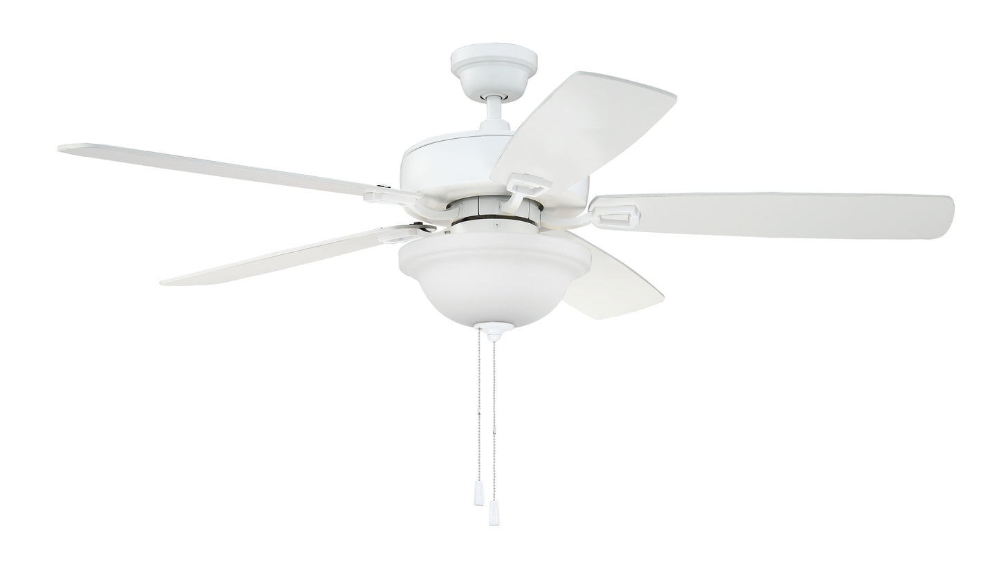 TCE52W5C1-C - Twist N Click 1 Light 52" 5 Blade Ceiling Fan with Light Kit - White