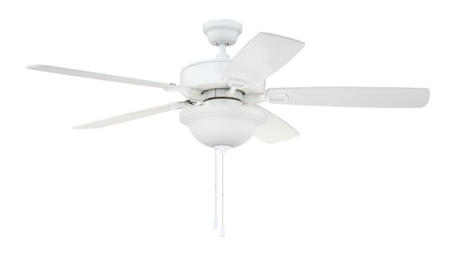 TCE52W5C1-C - Twist N Click 1 Light 52" 5 Blade Ceiling Fan with Light Kit - White