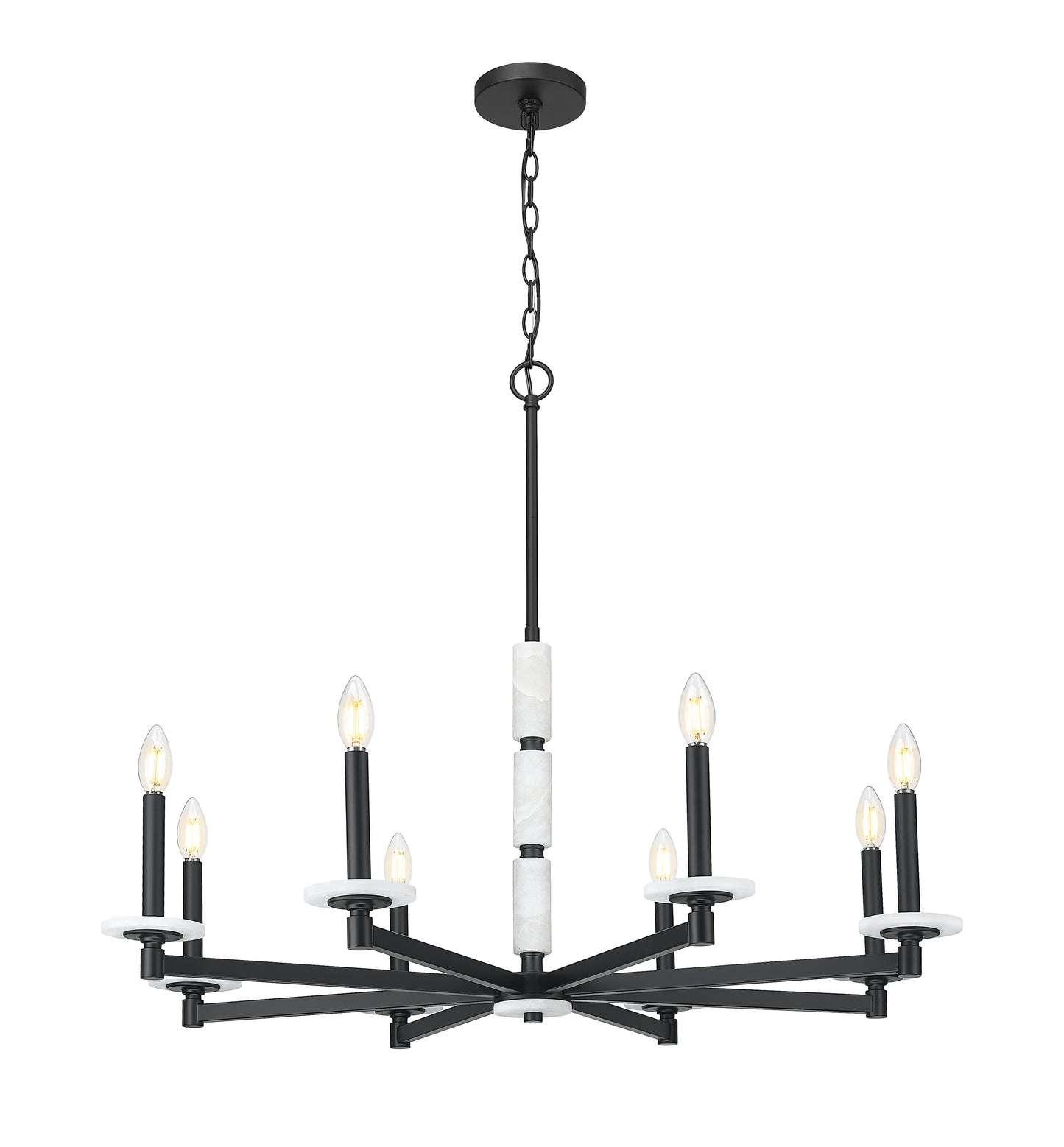 3045-8MB - Kaden 8 Light 36" Chandelier - Matte Black