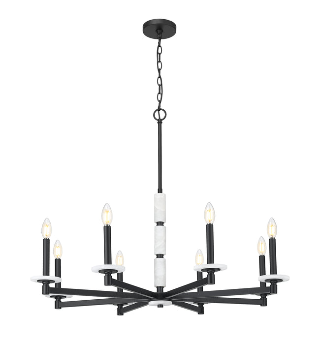 3045-8MB - Kaden 8 Light 36" Chandelier - Matte Black
