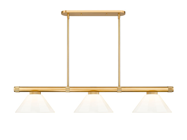 3050-3RB-PWH - Vanguard 3 Light 58" Billiard - Rubbed Brass