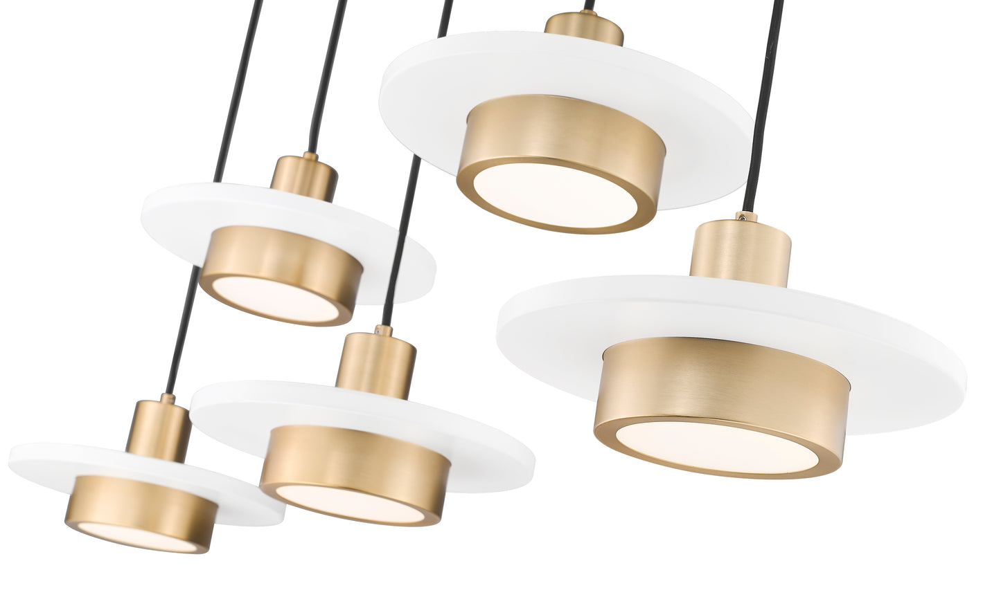 829P12-5L-MW-MGLD-LE - Ludo 5 Light Linear 52" Chandelier - Matte White / Modern Gold