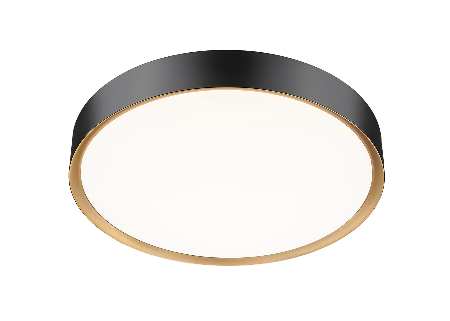 1014F20-MB-MGLD-LED - Kawan 1 Light Flush 20" Mount - Matte Black / Modern Gold