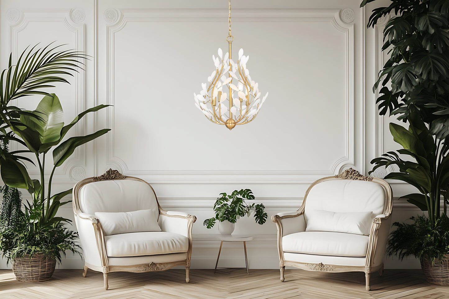 353-24MGLD - Claudine 5 Light 24" Chandelier - Modern Gold