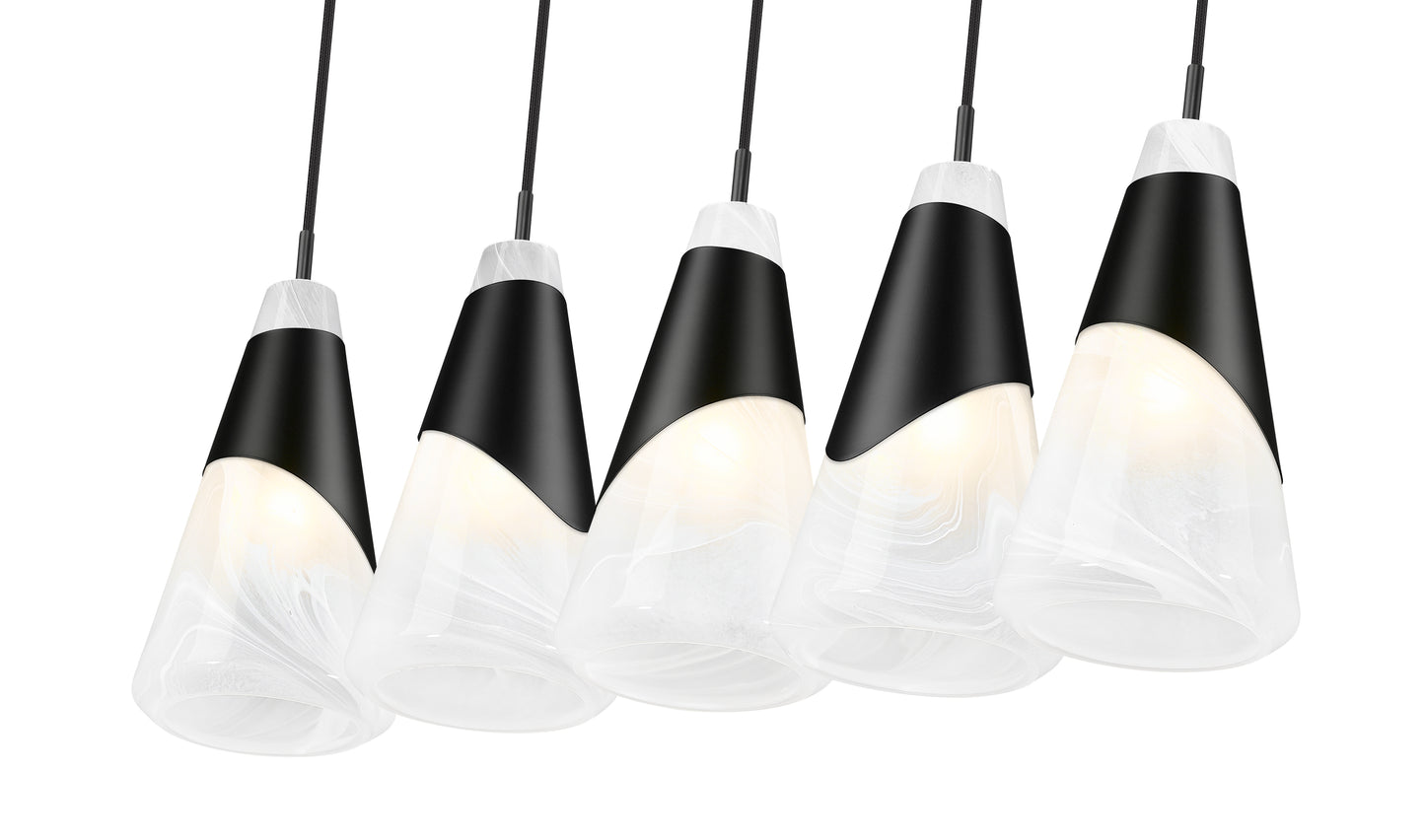 828P6-5L-MB - Aimie 5 Light Linear 42" Chandelier - Matte Black