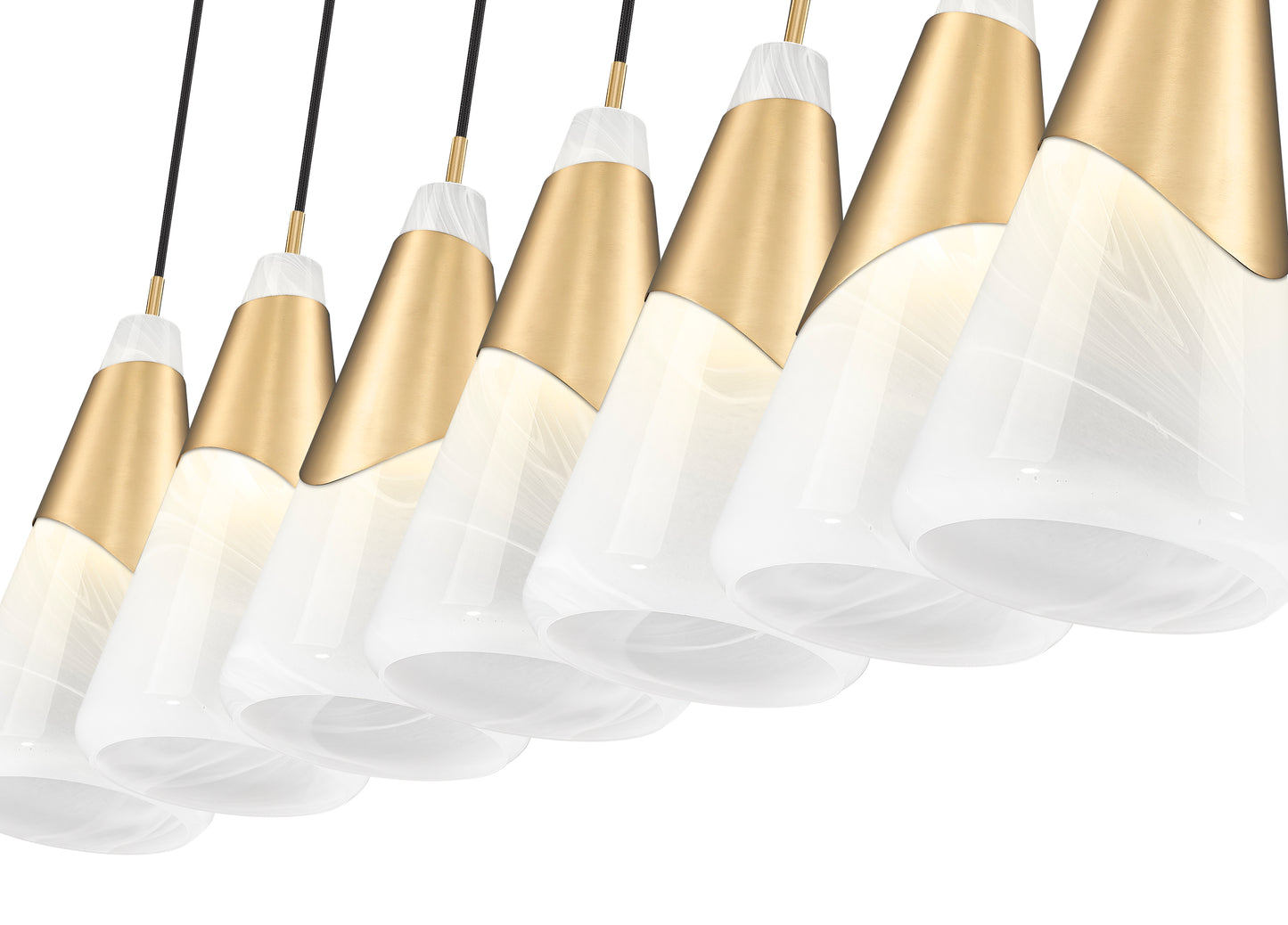 828P7-7L-MGLD - Aimie 7 Light Linear 54" Chandelier - Modern Gold