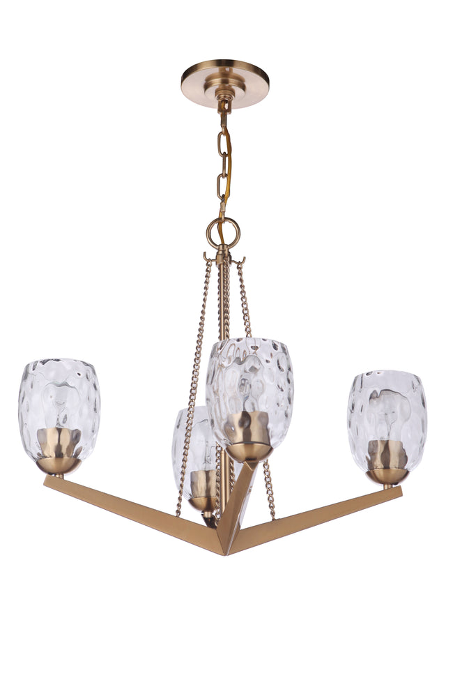 57324-SB - Guiding Star 4 Light 22" Wide Chandelier - Satin Brass