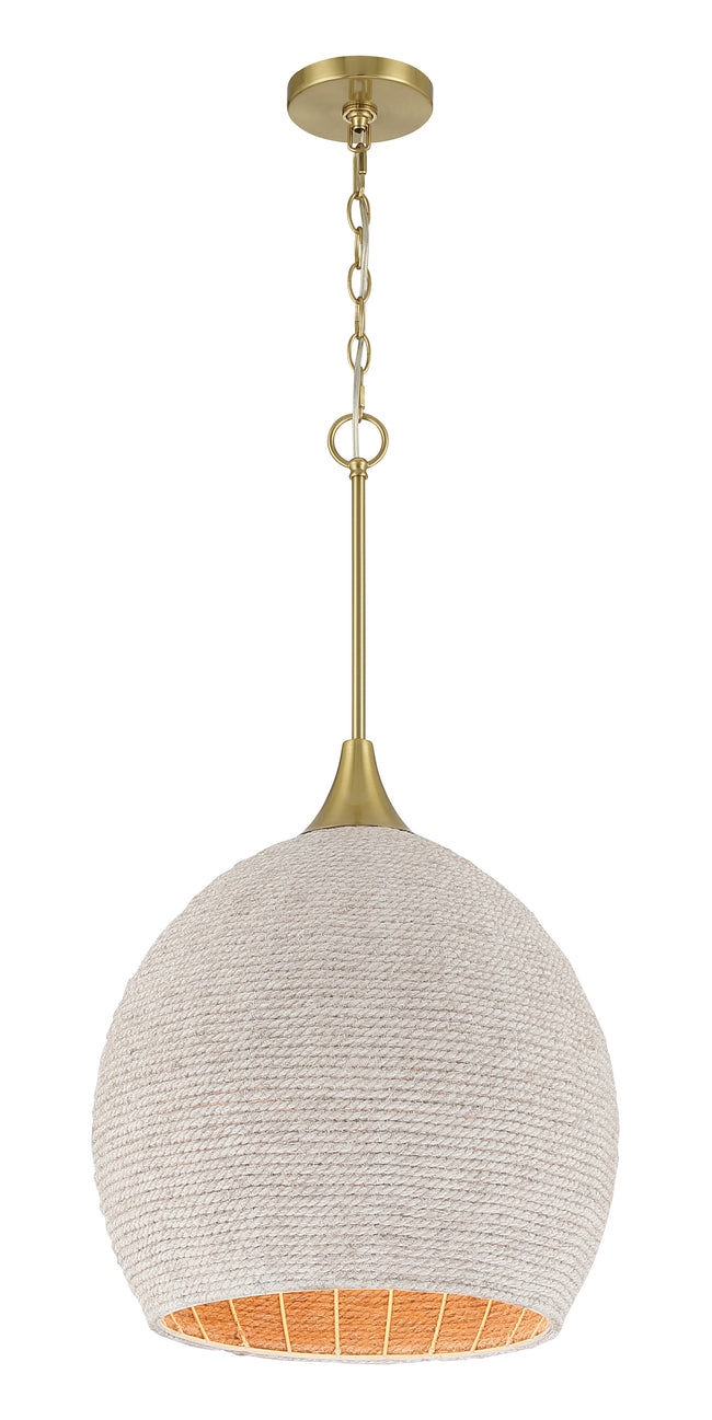 61391W-SB - Keira 1 Light 16" Wide Pendant - Satin Brass