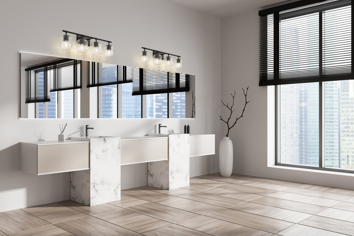 7515-4V-MB - Landon 4 Light 32" Vanity - Matte Black