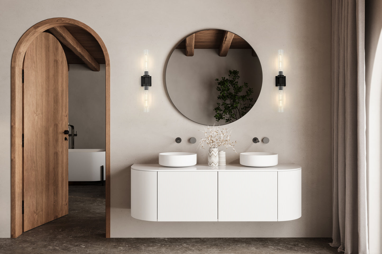 740-2W-MB - Beau 2 Light Wall 27" Sconce - Matte Black