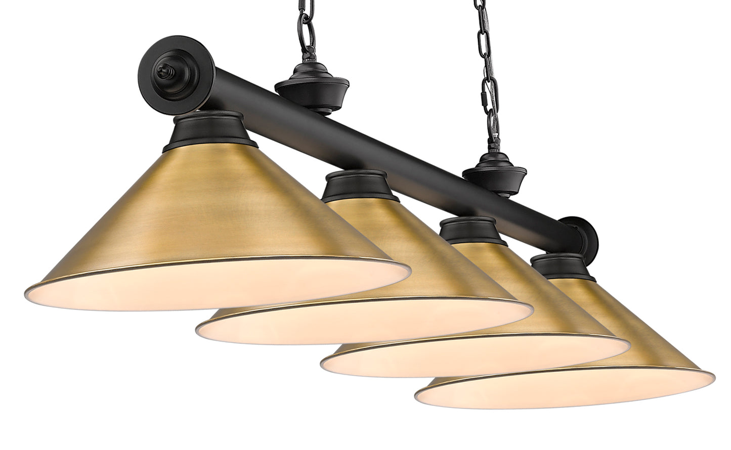2306-4MB-RB15 - Cordon 4 Light 81" Billiard - Matte Black / Rubbed Brass