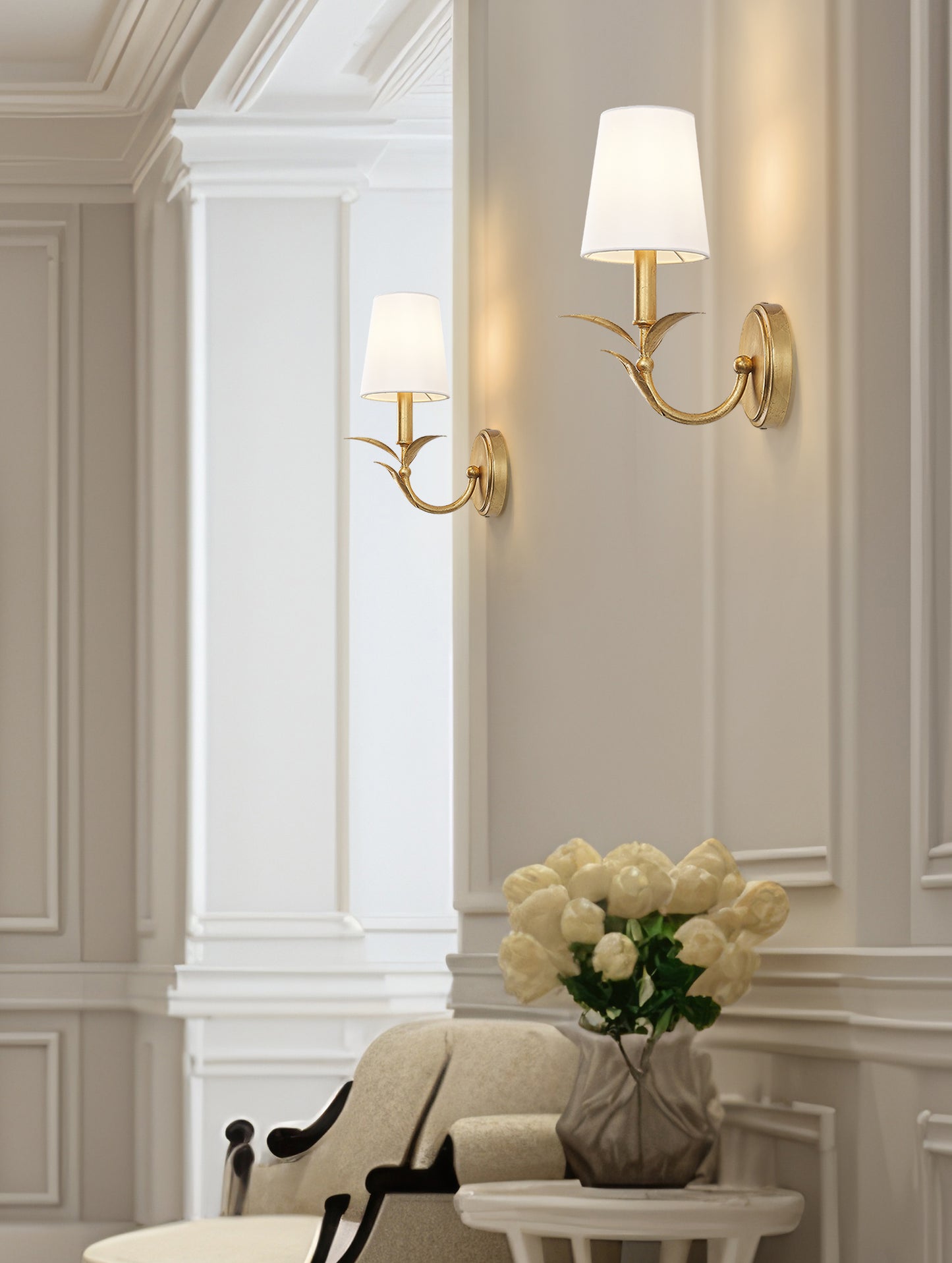 830-1S-GLF - Aslin 1 Light Wall 12" Sconce - Gold Leaf