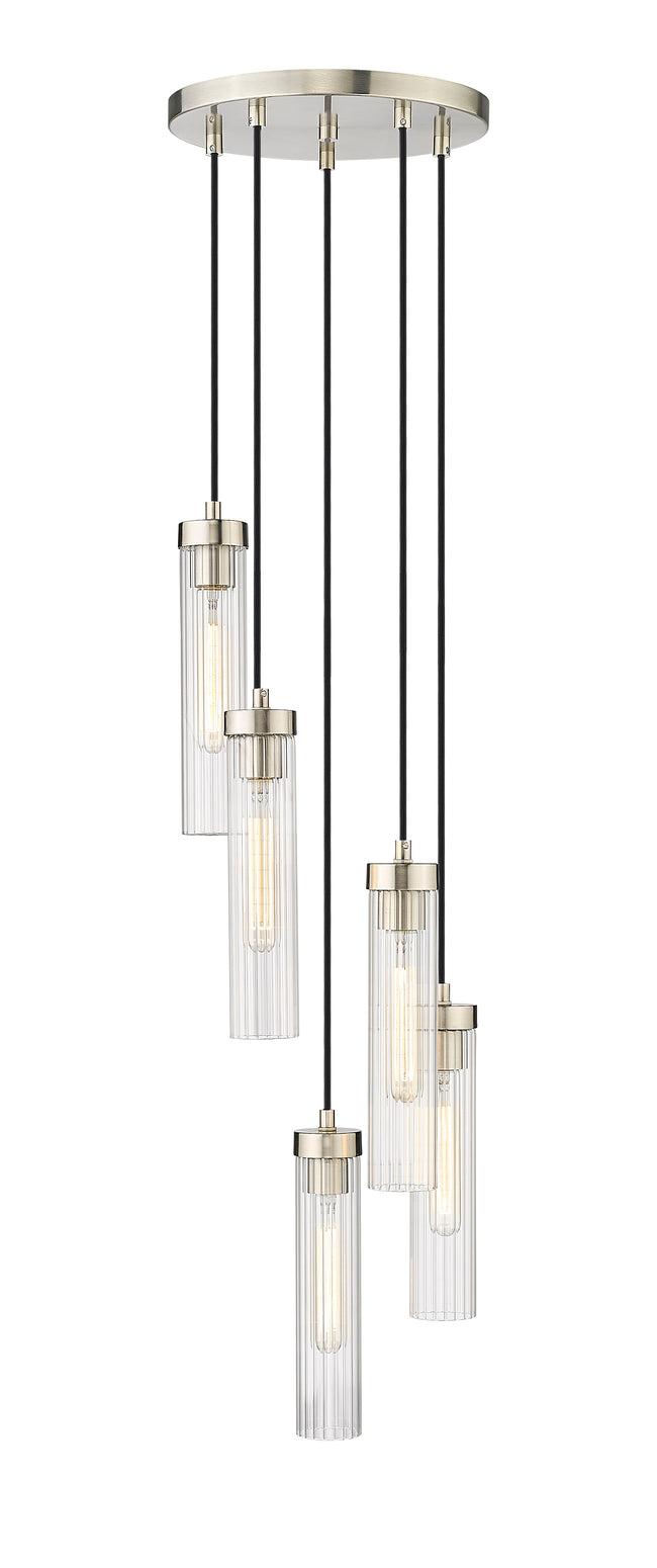 740P-5R-BN - Beau 5 Light 12" Chandelier - Brushed Nickel