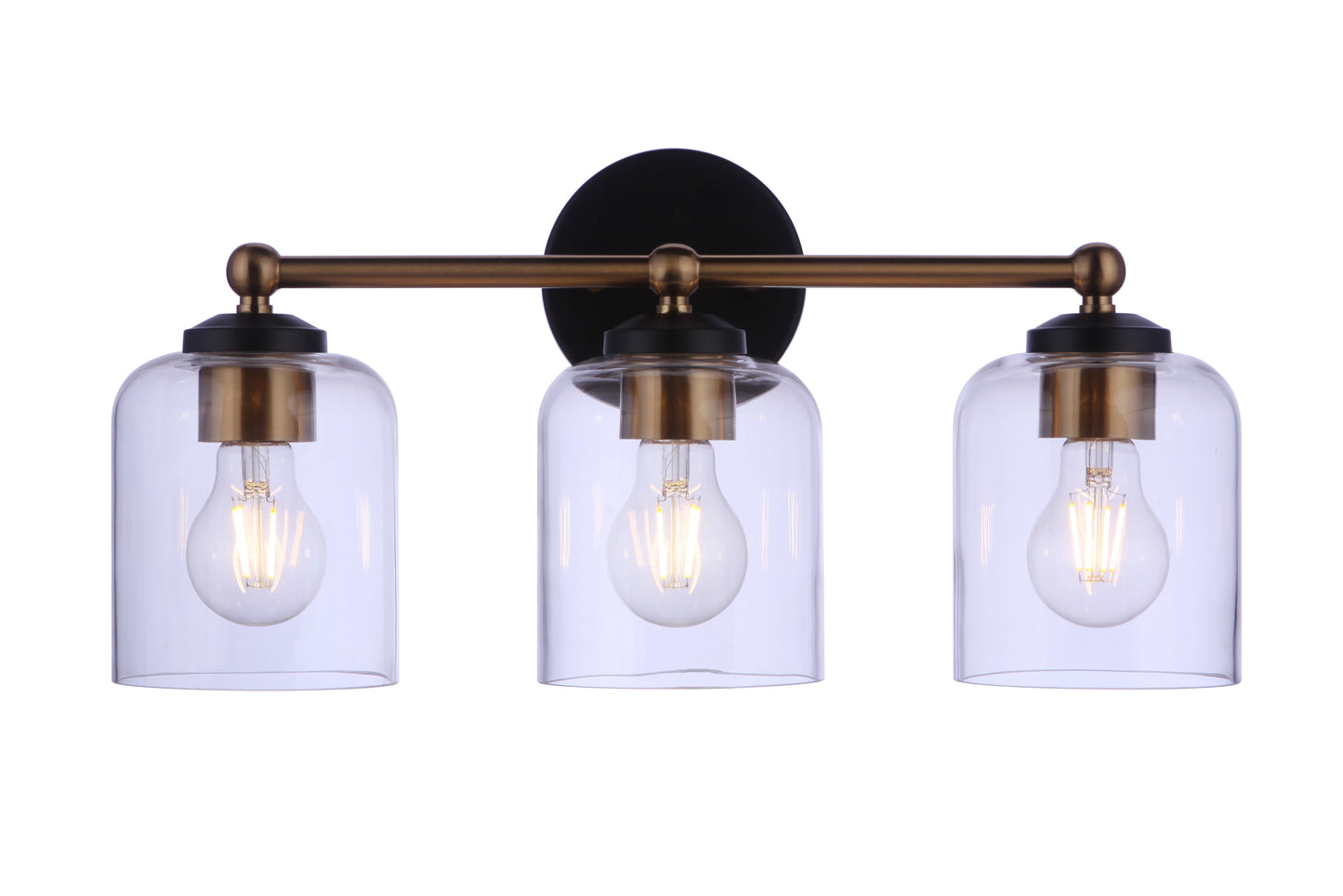 18719FBSB3 - Coppa 3 Light 18" Wide Vanity Light - Flat Black / Satin Brass