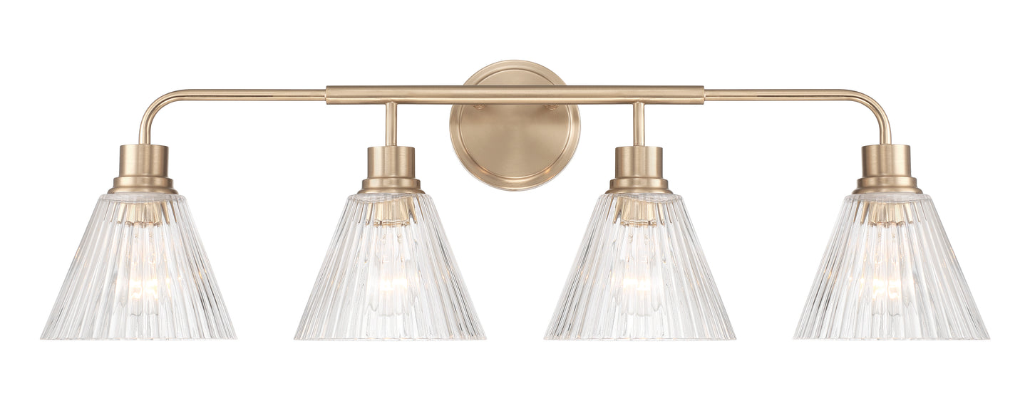 61104-CPZ - Pleated 4 Light 34" Wide Vanity Light - Premium Bronze