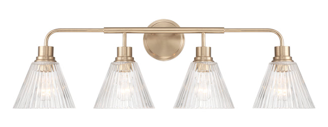 61104-CPZ - Pleated 4 Light 34" Wide Vanity Light - Premium Bronze
