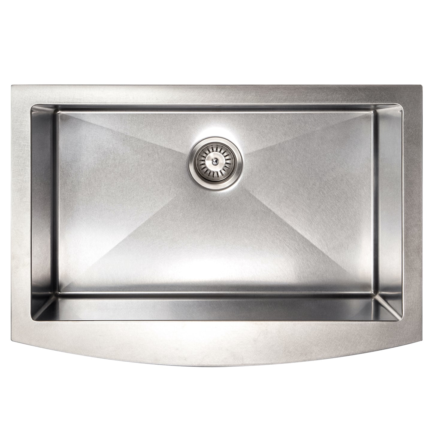 SAS-30S - 30" Zermatt Farmhouse Apron Mount Single Bowl Satin Stainless Steel Kitchen Sink with Bottom Grid