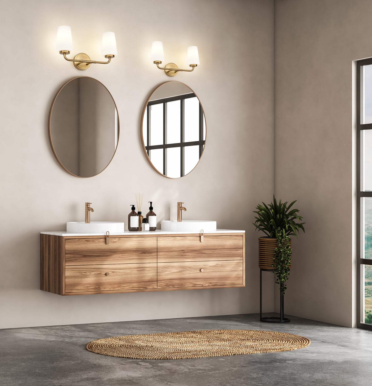 7005-2V-MGLD - Montford 2 Light 16" Vanity - Modern Gold