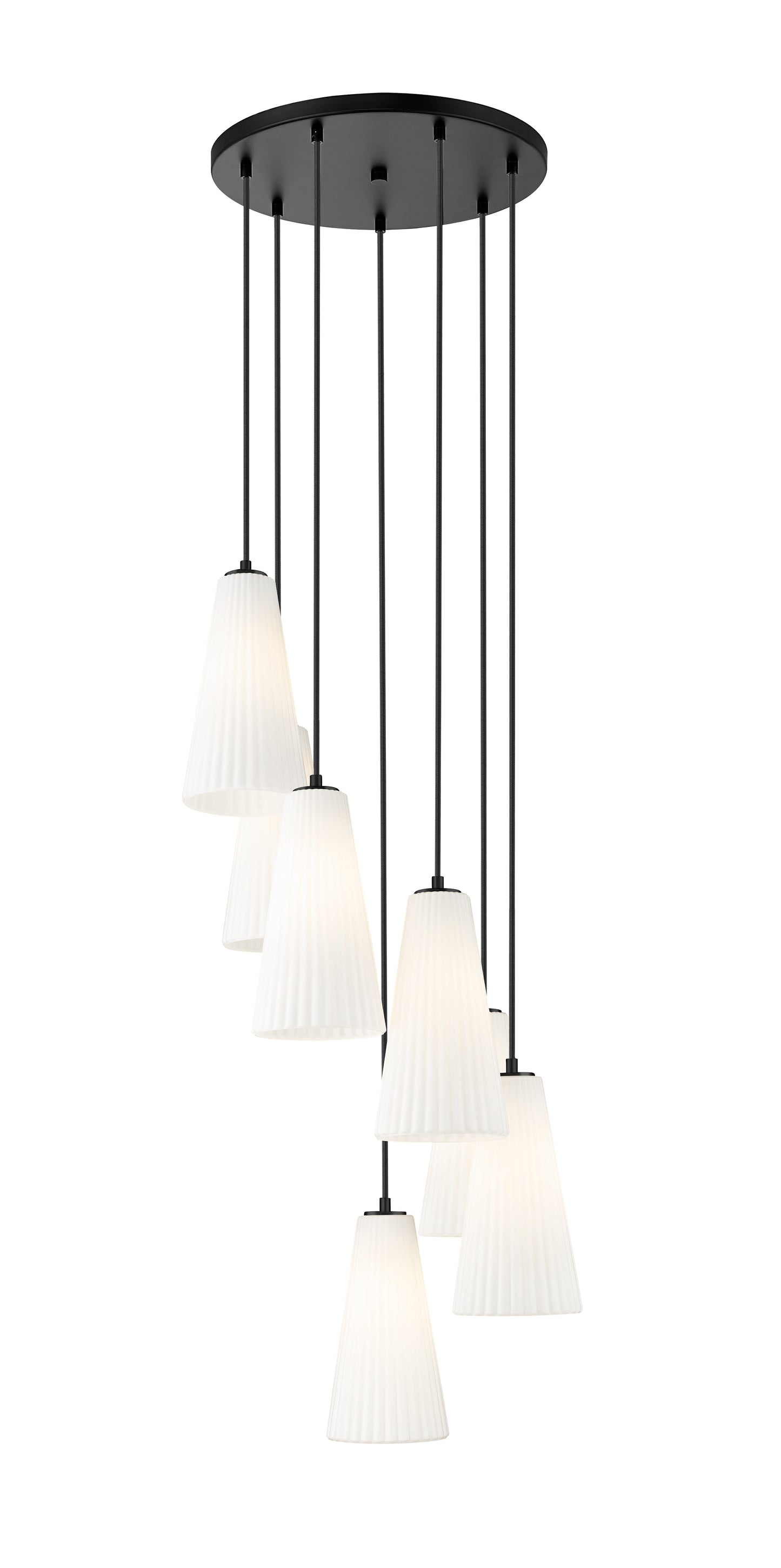 3043P7-7R-MB - Farrell 7 Light 18" Chandelier - Matte Black